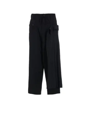 WASHER WOOL GABARDINE PLEATED WRAP PANTS