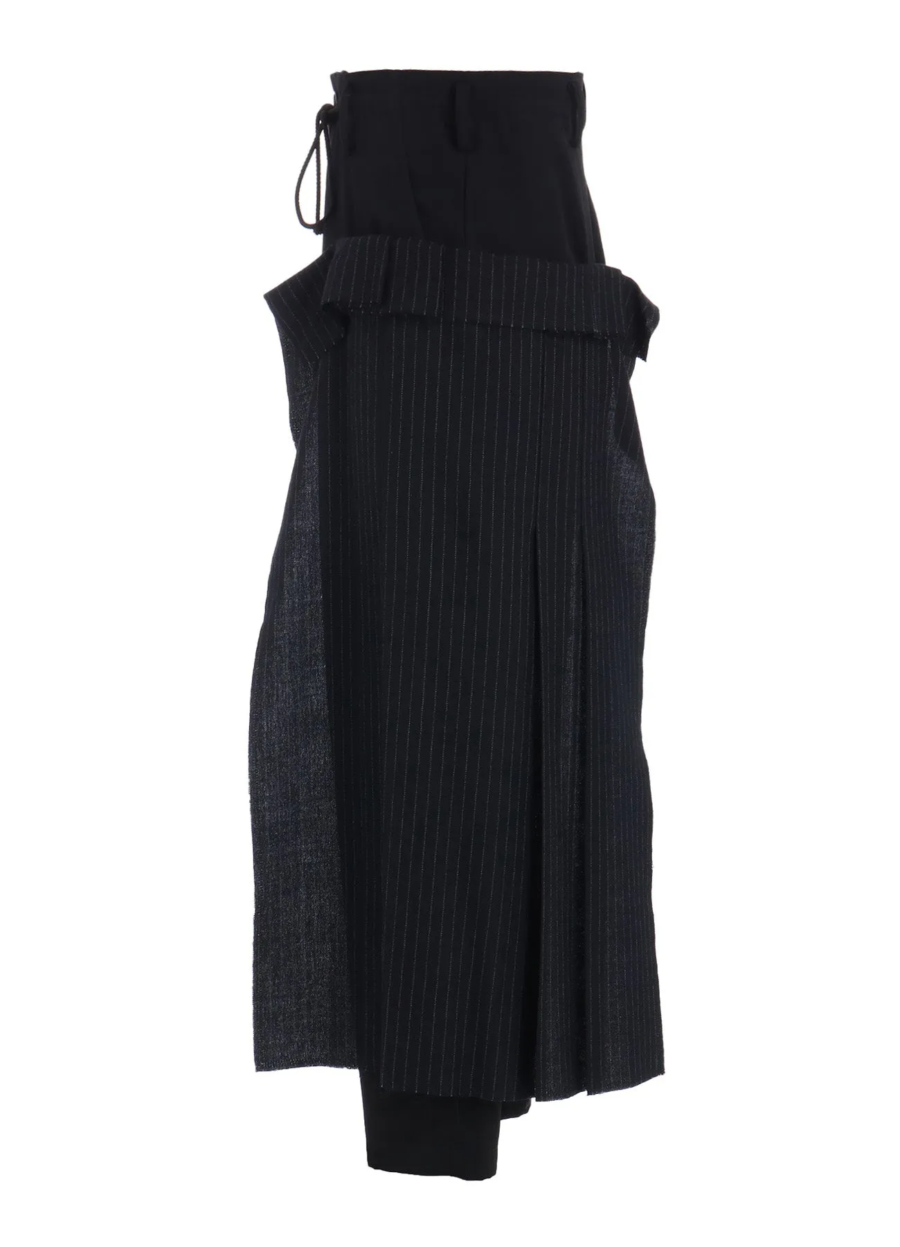 WASHER WOOL GABARDINE PLEATED WRAP PANTS