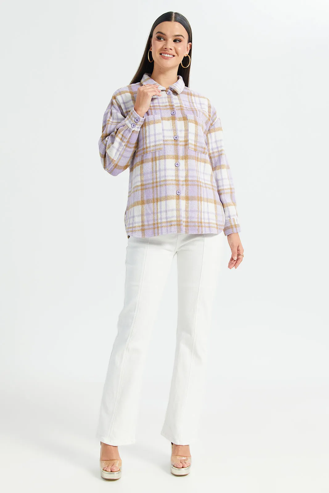 Women Assorted Checker Brushed Shirt