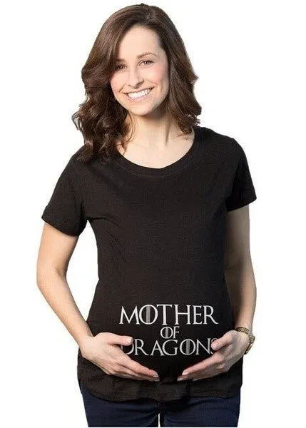 Women Casual Maternity Clothes Short Sleeve Black T-shirt